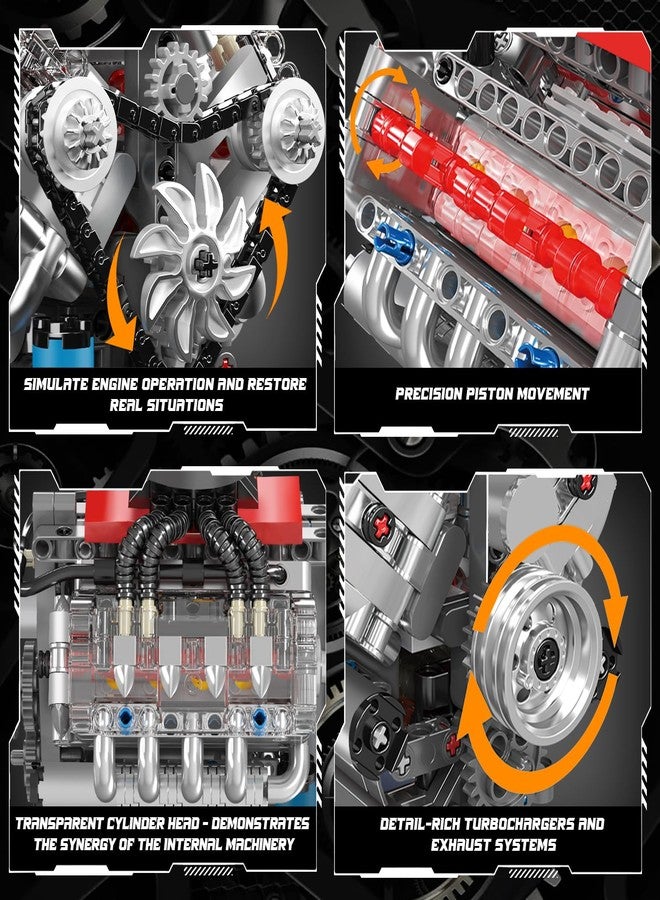 Mould King 10171 V8 Engine Model Kit, Mini V8 Engine Kits That Runs, Build Your Own Car Model Engine with Motor, Collectible Building Blocks for Adults, DIY STEM Construction Toys for Display - Image 3